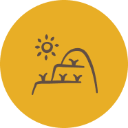 Pictogramme représentant un soleil et une culture en escalier