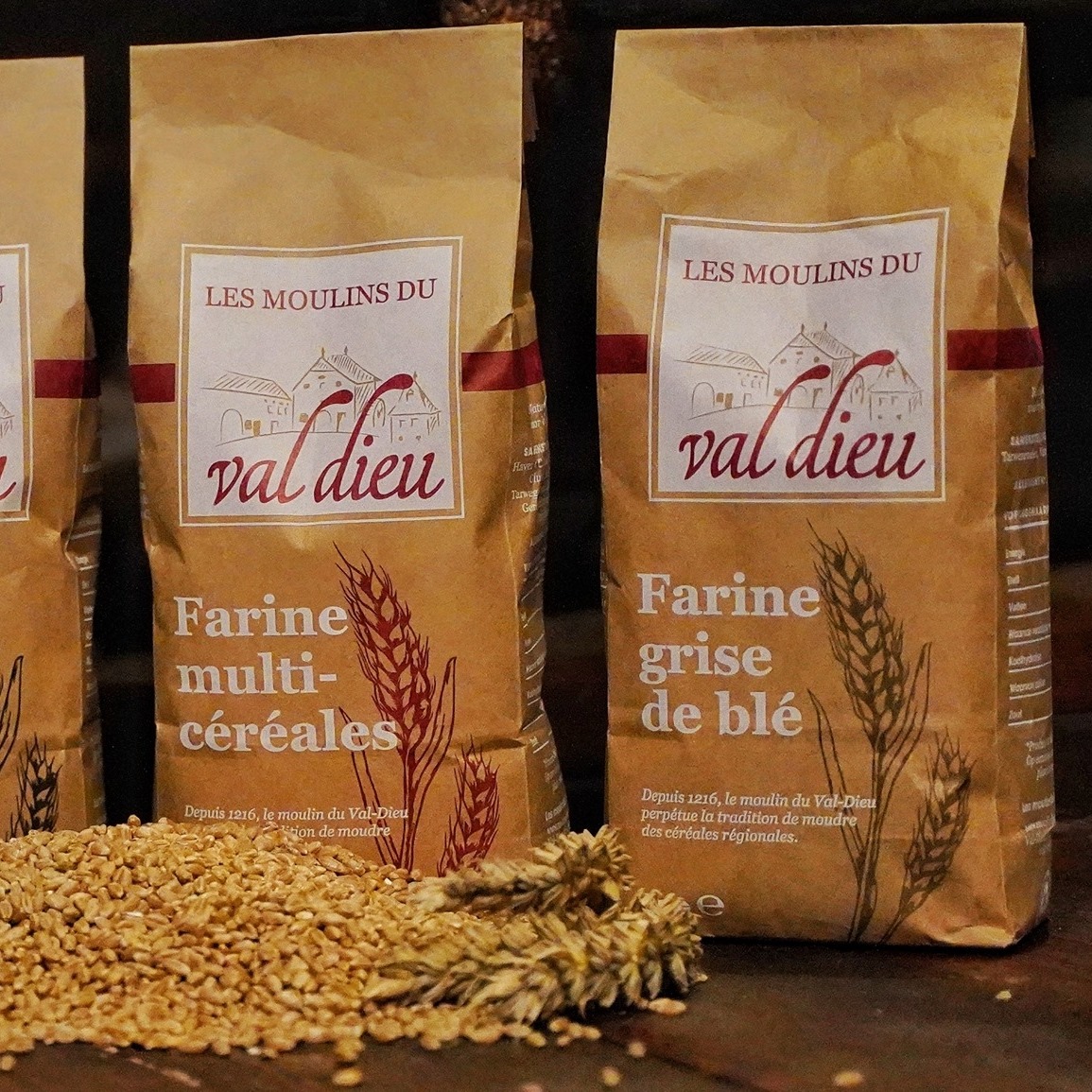 Les farines produites par les Moulins du Val Dieu