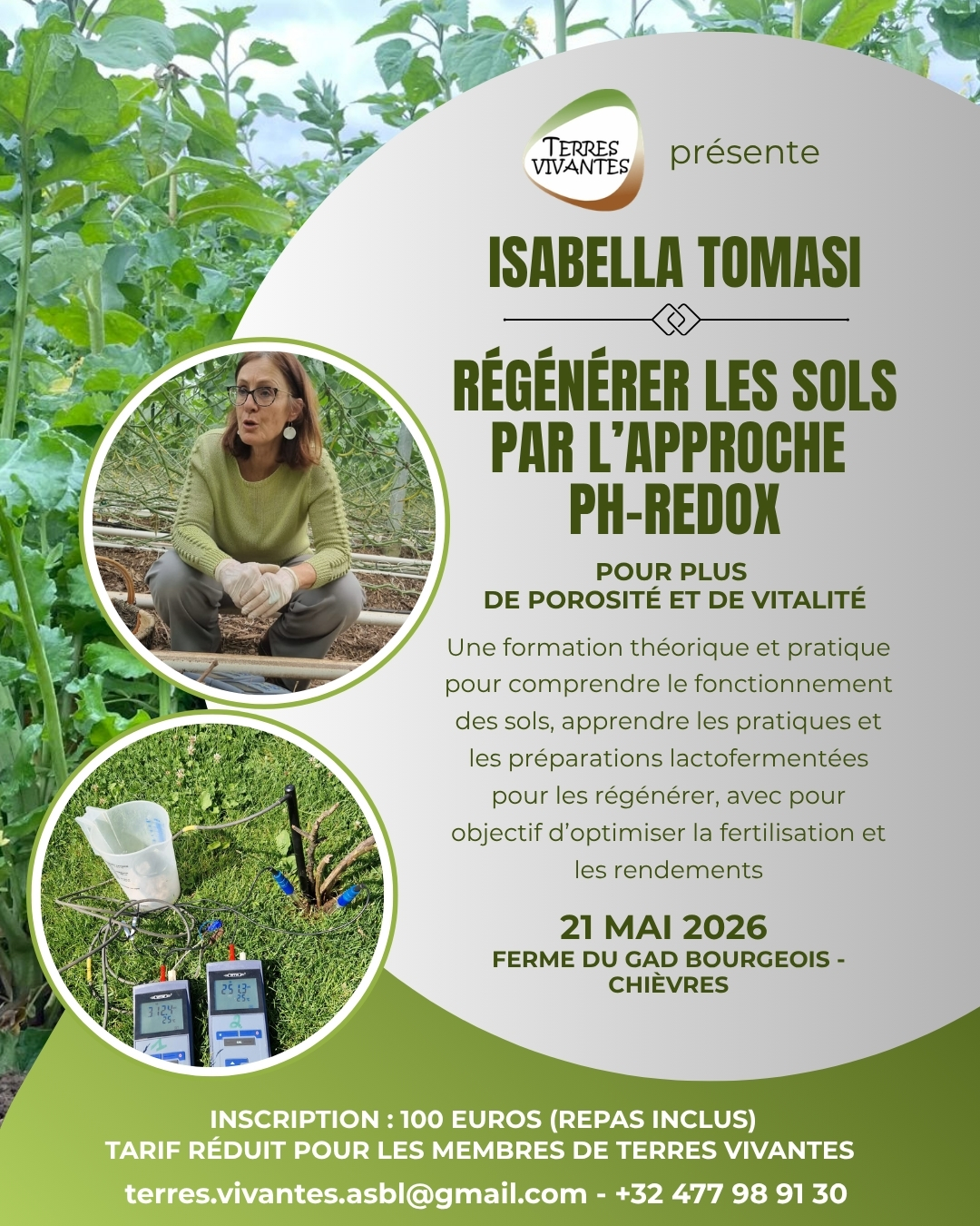 Le flyer de notre formation exceptionnelle 'Régénérer les sols par l'approche PH-redox